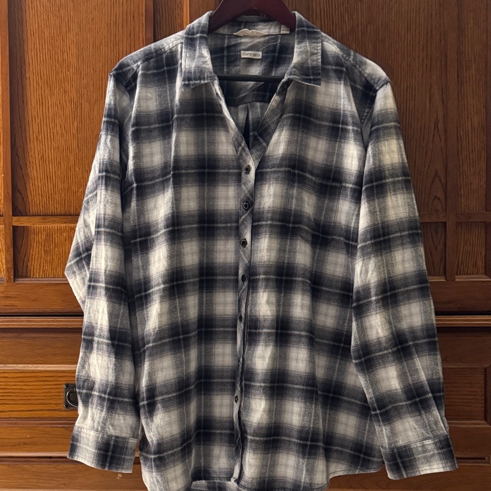 Original Weatherproof Vintage Comfort Stretch Flannel Plaid CabinCore Grunge Top